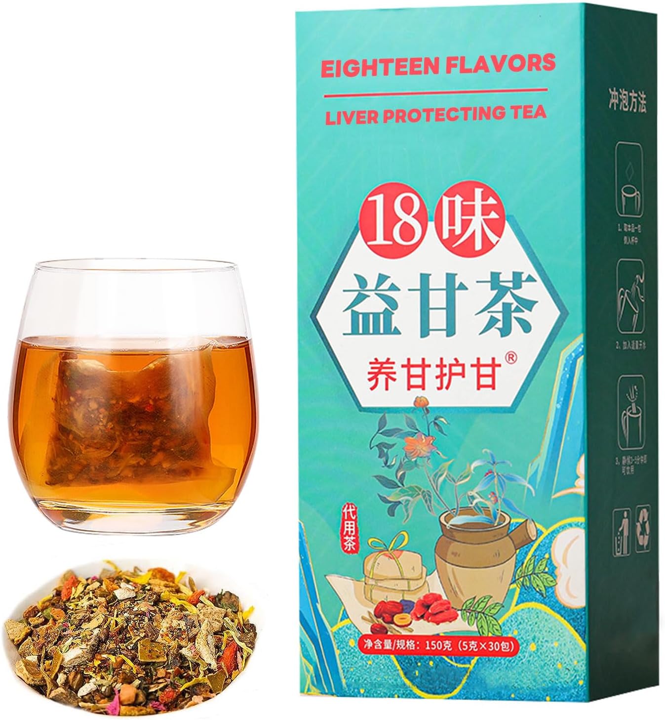 18 Flavors Liver Care Tea Daily Liver Nourishing Tea with 18 Different