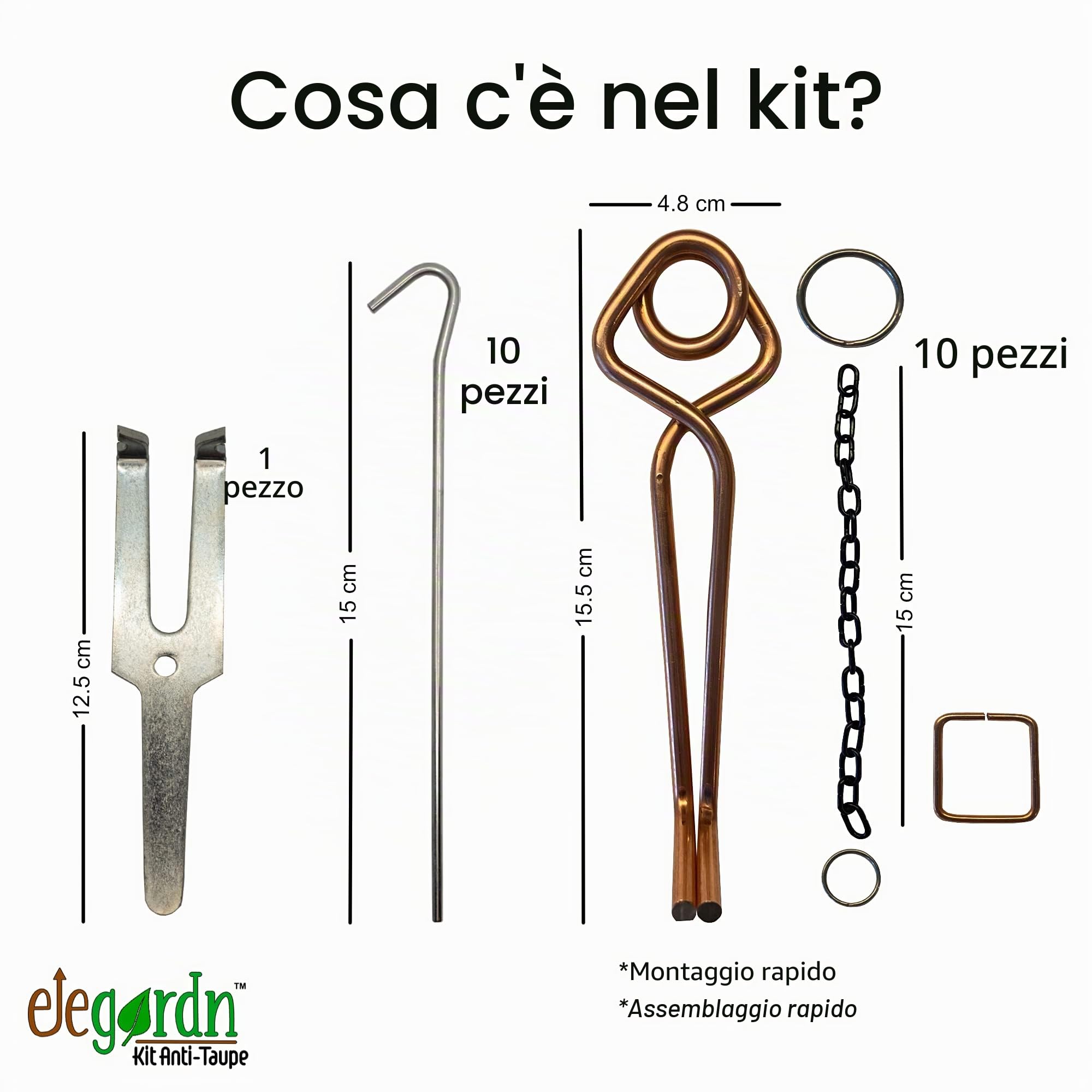 Elegardn Kit Completo 10 trappole per Talpe Topo Campagnolo arvicola Tipo Putange Rigido Alta qualità utilizzata da Professionisti Realizzato in Francia