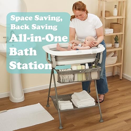 Miniatura 2 de Primo SquishSplash - Baño plegable para bebés y soporte plegable con cojín ergonómico para bebés y niños pequeños, estación de baño completa, diseño