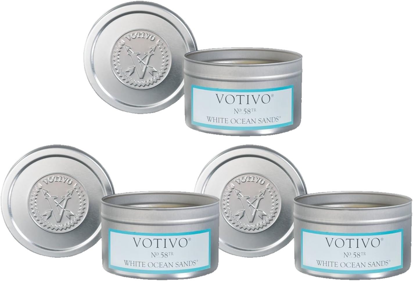 Votivo Aromatic Travel Tin White Ocean Sands 3 Pack