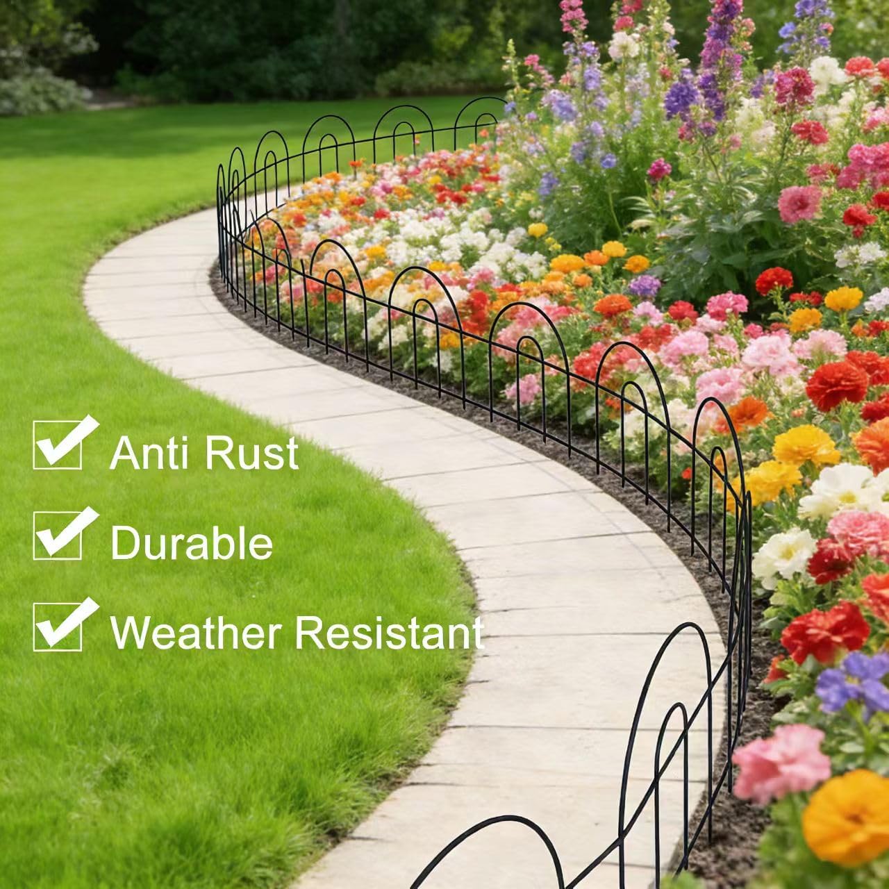 ZENY 35 Pack Decorative Garden Fence Fencing, 50 Ft(L) x 18in(H) Patio Fence Garden Borders for Dog, Rustproof Metal Wire Panel, Outdoor Landscape Panel, Small Animal Barrier