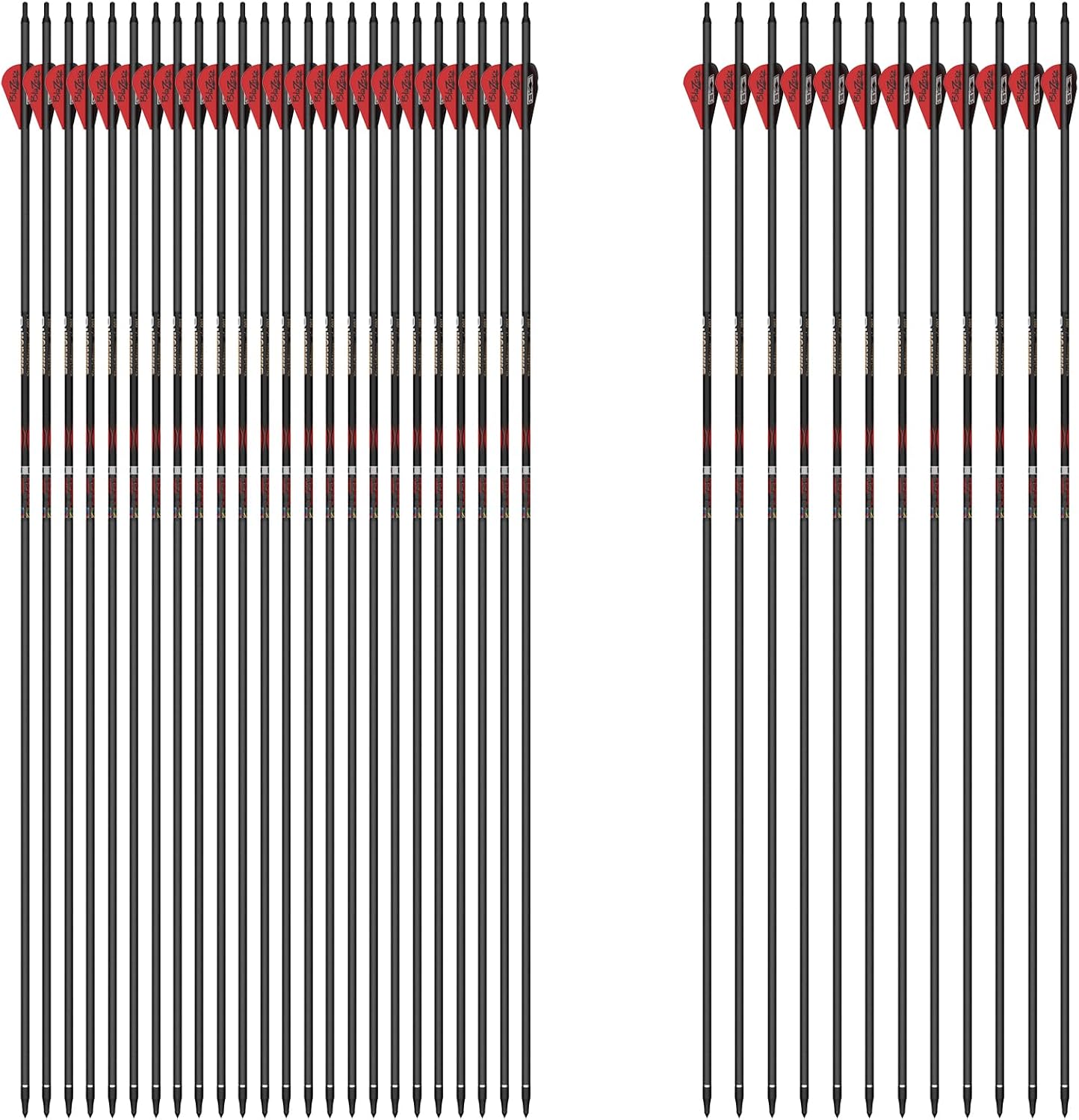 sanlida 100% Pure Carbon Arrows Dragon 10 Carbon Hunting Arrows 24 PCS (+/-.001" Straightness, 420 Spine) and 12PCS (+/-.001" Straightness, 350 Spine)