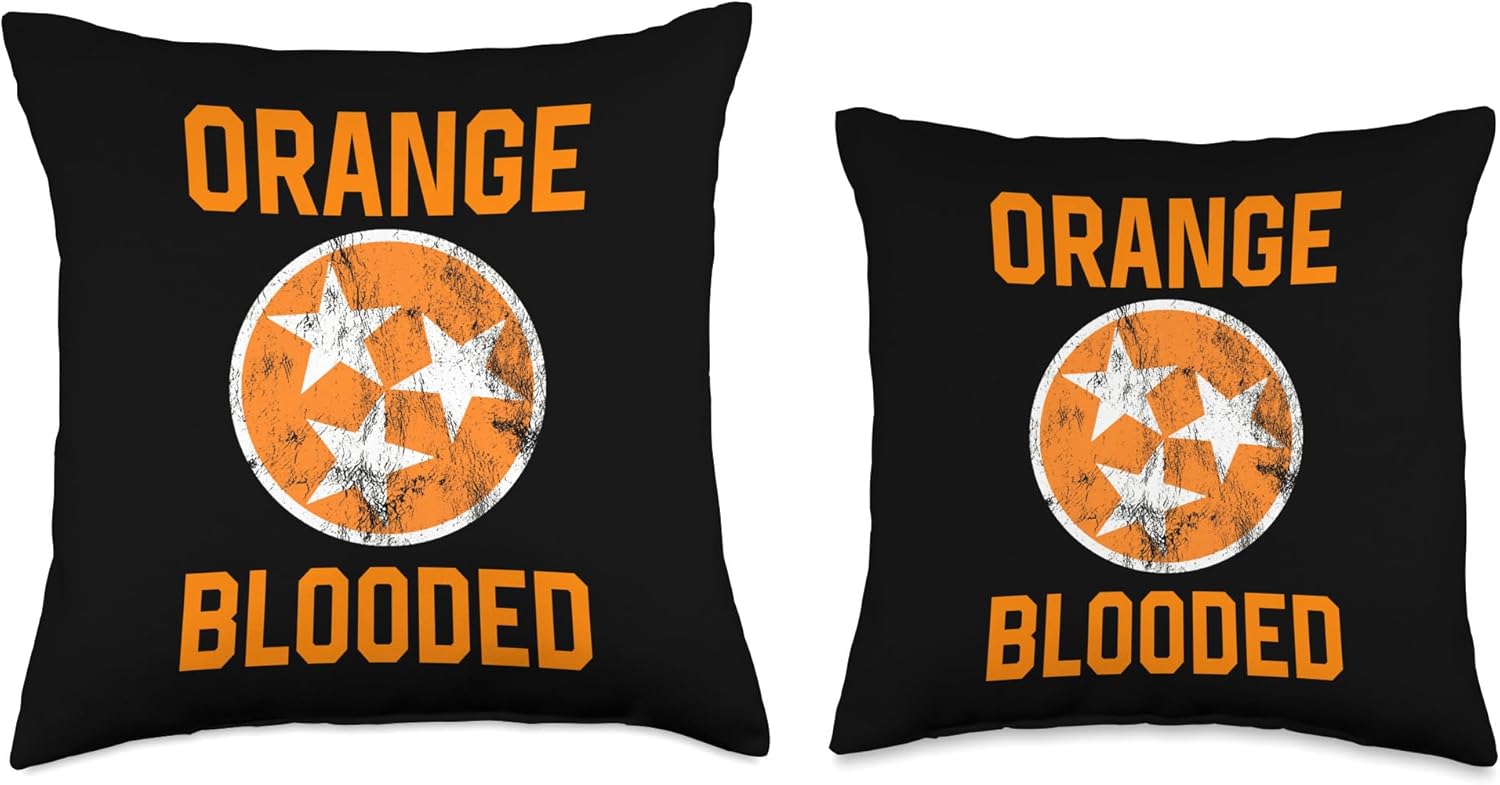 Tennessee Fan Orange Blooded Vol Sports Fan State Flag TN Throw Pillow