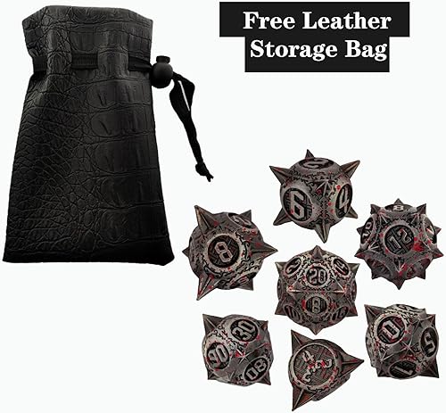 Miniatura 2 de Juego de dados de metal DND, dados de punta redonda, 7 dados poliédricos, MTG Pathfinder D20, juego para juegos de rol RPG, juego de dados D20,