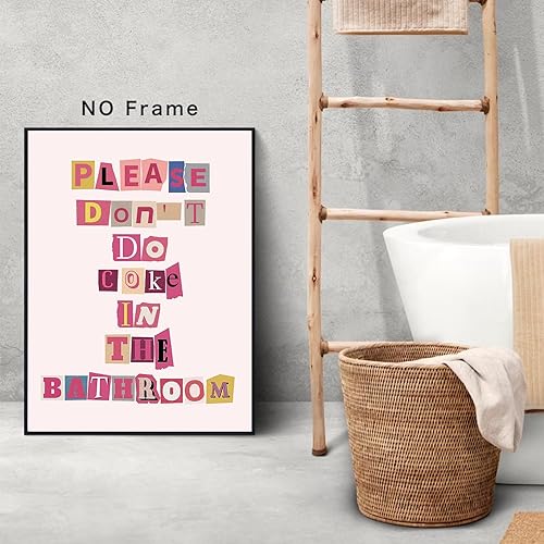 Miniatura 3 de Póster de citas de refranes de baño de moda, texto colorido con texto en inglés Please Dont Do Coke In The Bath, impresiones artísticas de pared de