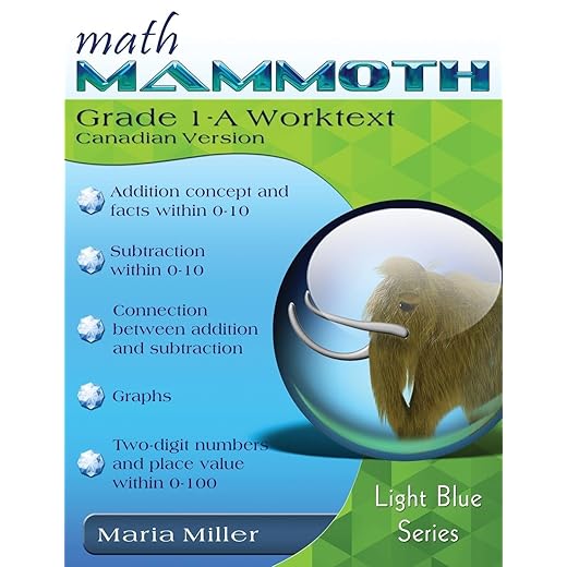 Math Mammoth Grade 1-A Worktext, International Version (Canada) (Light Blue)