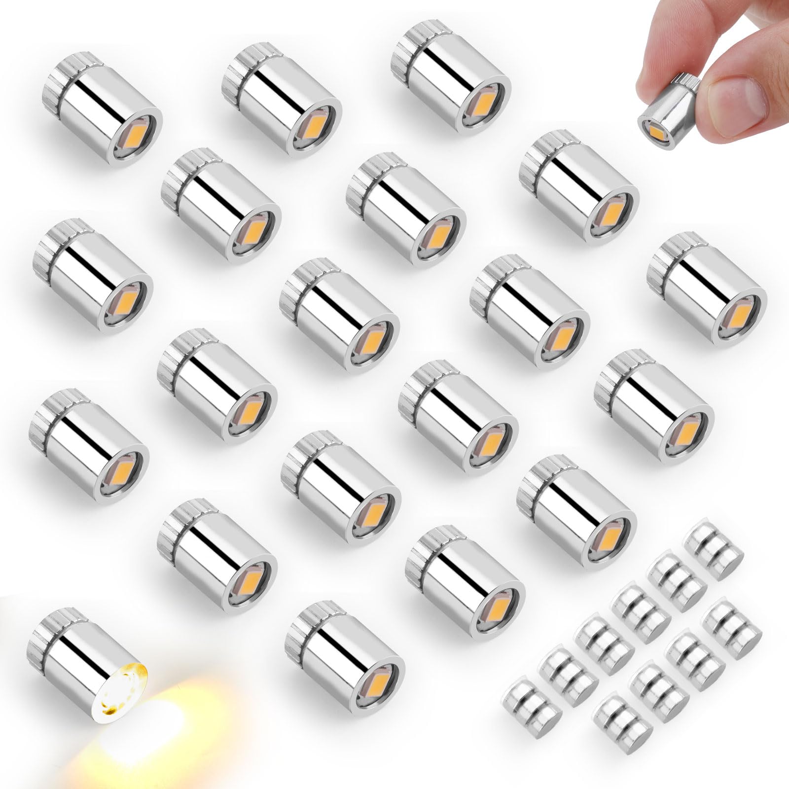 20pcs Miniature LED Lights, Mini Warm White Micro LED Lights with 10 Extra Battery for Tiny Dollhouse DIY Crafts Party Decor & Model Lighting Small & Bright for Miniature Projects