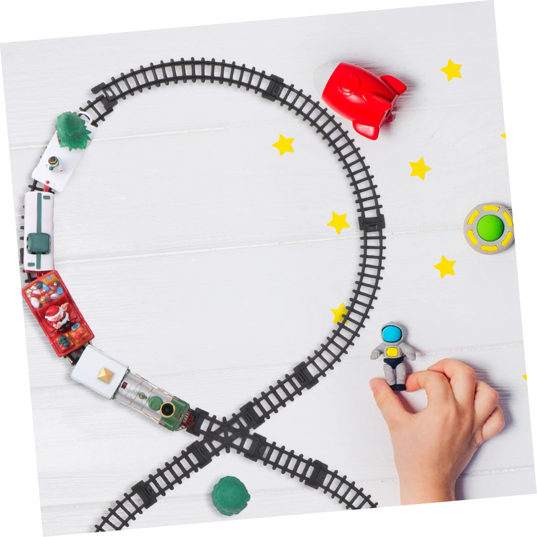 HEMOTON 2 Set Trenino Natalizio Elettrico Design Cartoon Divertente Sviluppo Manuale e Immaginativo Xmas Colori Casuali Colore Casuale