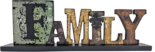 BCD letrero para mesa con letras cortadas tipográficas Fleur de Lis, decoración primitiva, campo