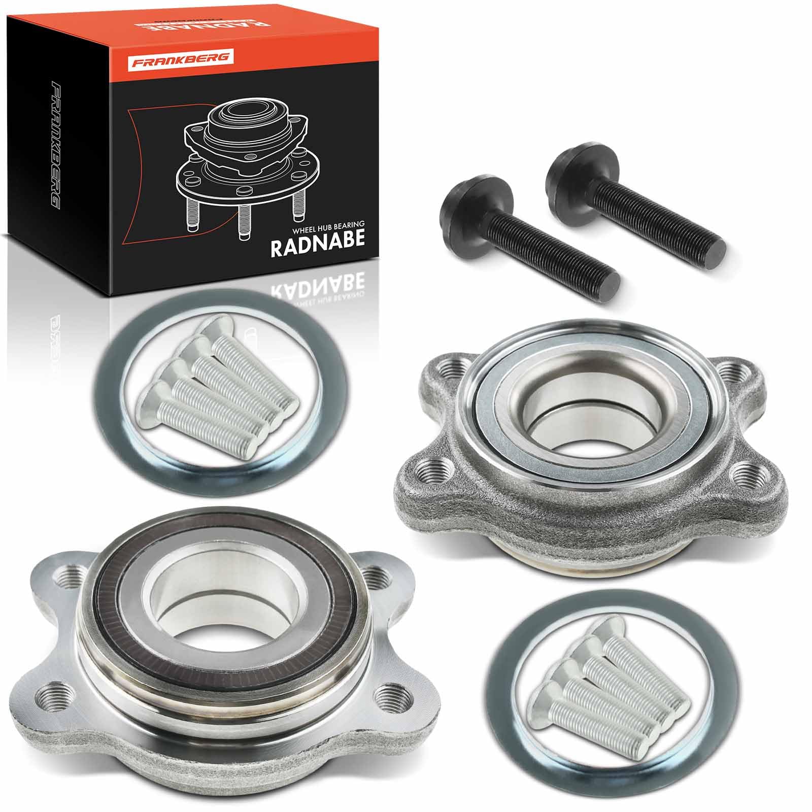 Frankberg Kit de cojinetes de rueda para buje (2 unidades) trasero y | Admite la función Sensor de Velocidad de las Ruedas Sensor ABS, trasero, Al frente