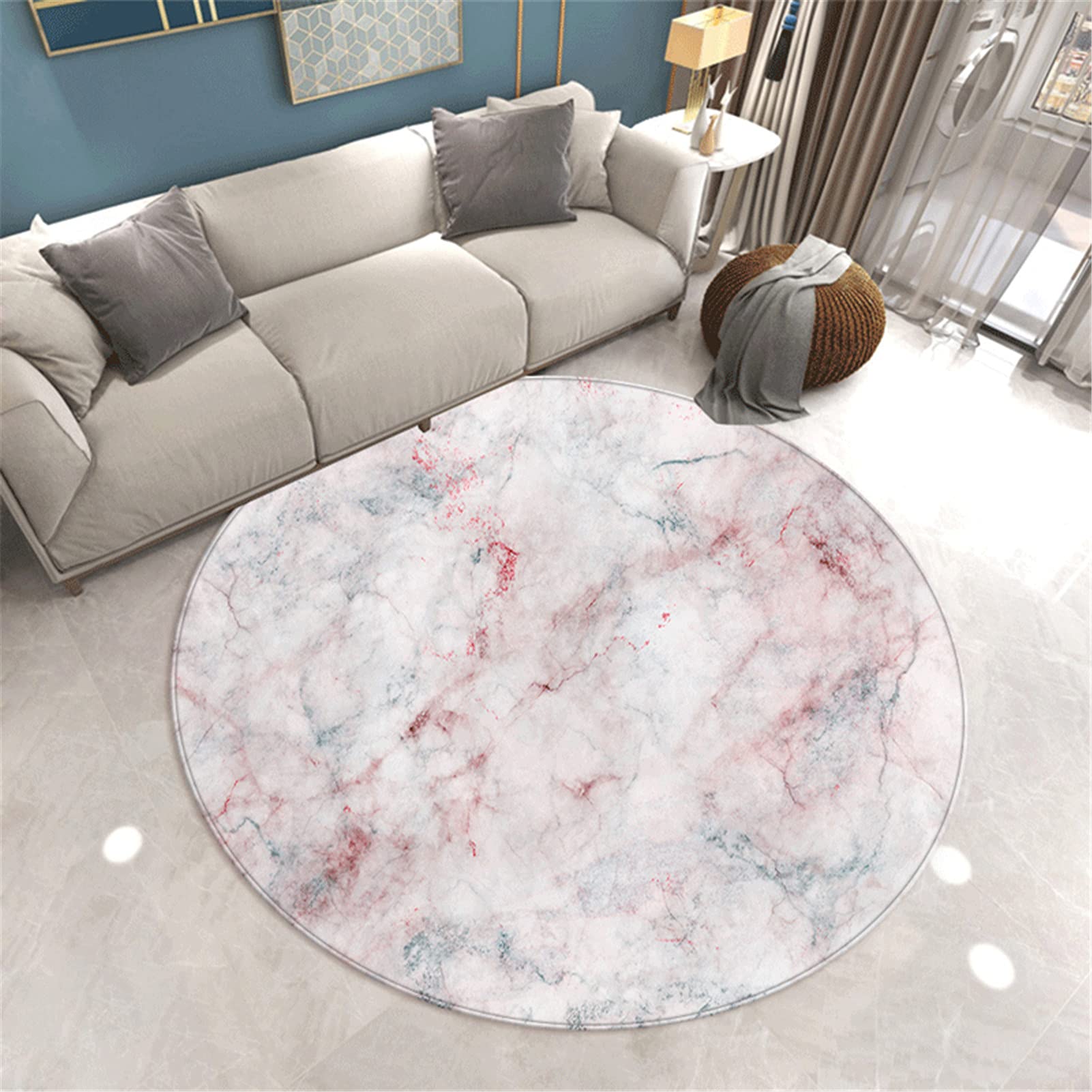 Alfombras Dormitorio Niña Infantiles 3D Vistoso Mármol Patrón Alfombras De Habitacion Redondo Lavables Silla Estera Grandes Pequeñas Alfombras Salon Decoración (Color 2,100 cm)