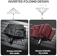 Vista 4 de G4Free Paraguas invertido resistente al viento de 54/62 pulgadas con rayas reflectantes, paraguas de golf grande y compacto para lluvia, 10