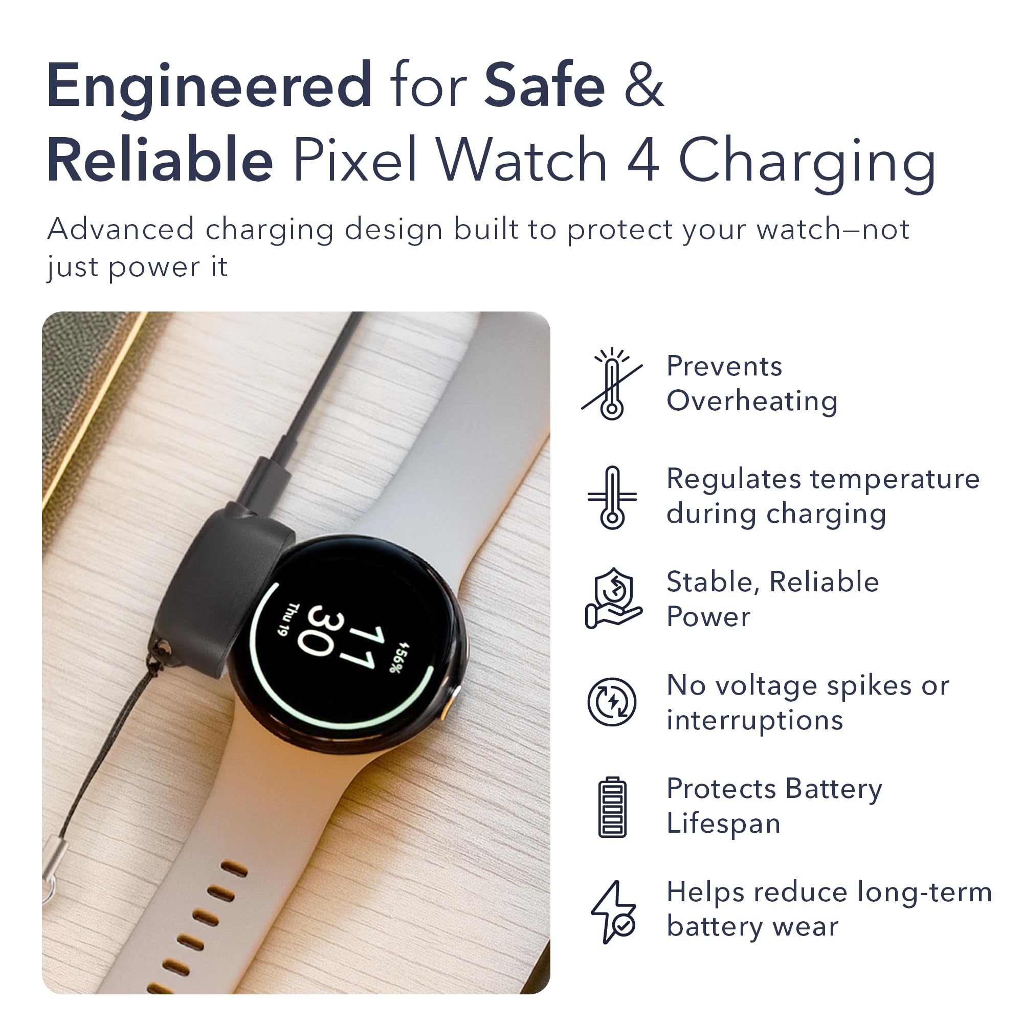 Wasserstein On-The-Go Charger Compatible with Google Pixel Watch 4 (41mm & 45mm) - Portable Charging Dock - Made for Google - NOT Compatible with Pixel Watch, 2 & 3 — view 2
