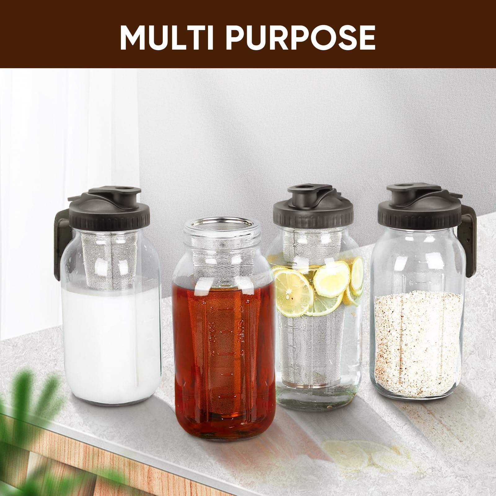 Tarro Para Cafetera Cold Brew De 64 Onzas, Vidrio Grueso Y D | Cuotas
