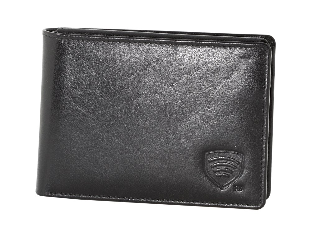 ORIGINAL RFID Schutz Leder Geldbeutel (SCHWARZ)