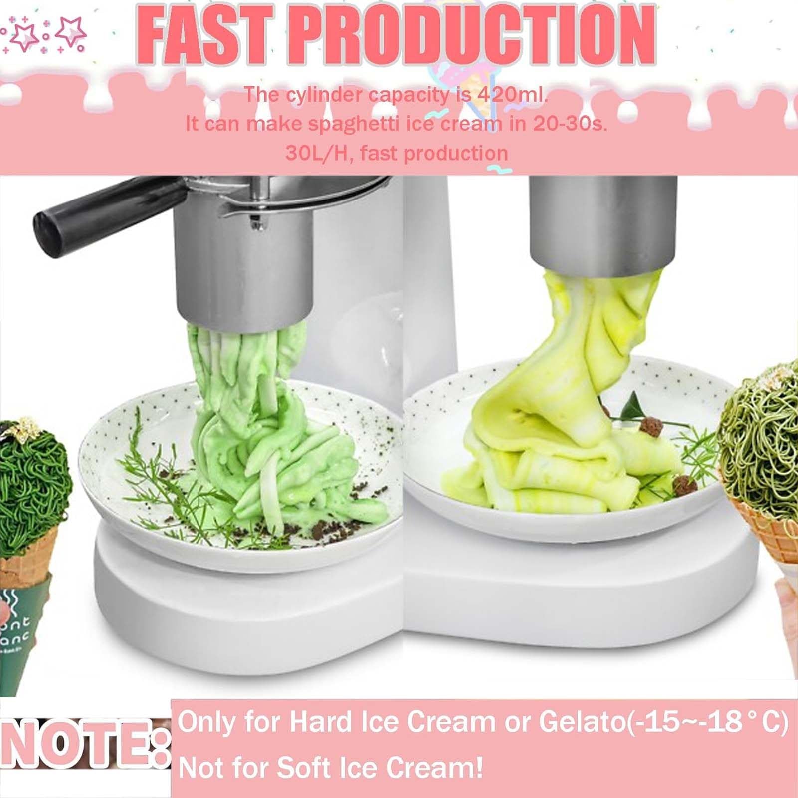 Macchina Per Gelato Alla Pasta All'Italiana, Gelatiera Elettrica Per Spaghetti Da 30 L/H E 420 Ml, 4 Stampi Intercambiabili In Acciaio Inox, Macchina Per Spaghetti Al Gelato,White