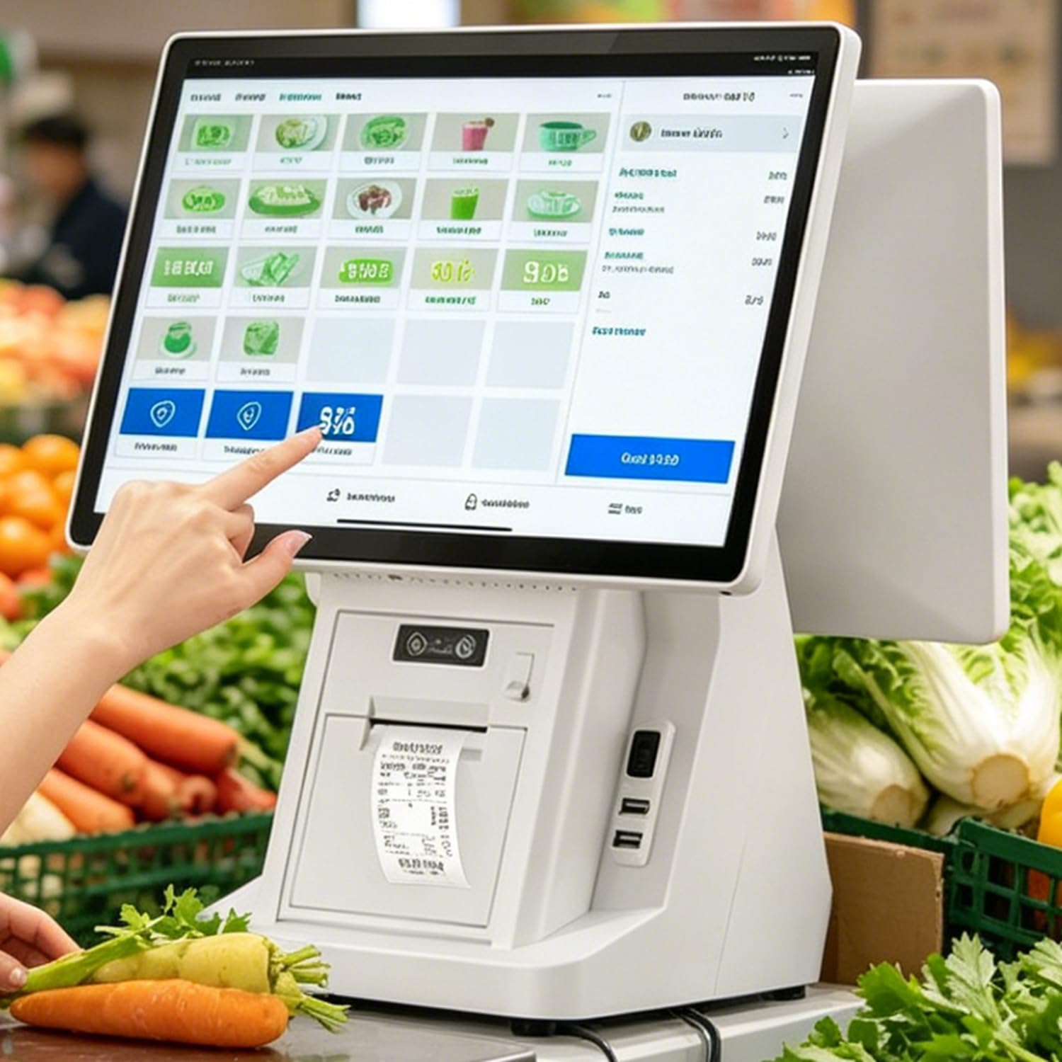 Uibao Multicolor Restaurant Pos Terminal, 15.6" Dual Touch Screen All-In-One Cash Register, 8Gb Ram 128Gb Ssd, Built-In 58Mm Printer, Supports 30 Languages, For Retail & Café Dualscreen