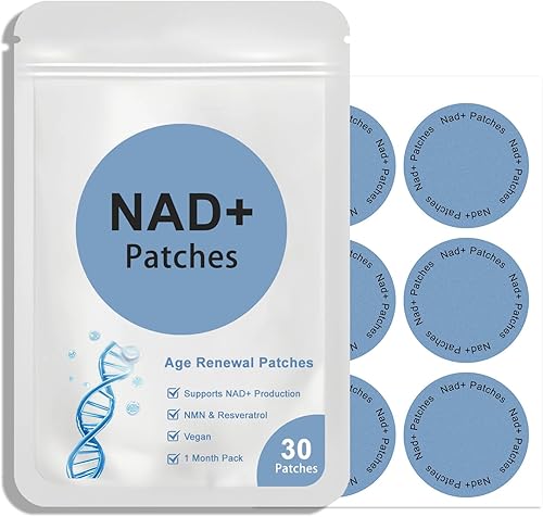 Miniatura 10 de Parches NAD+, veganos, 60 unidades Parches NAD para mujeres y hombres Parche NAD+ para energía y envejecimiento saludable con CoQ10