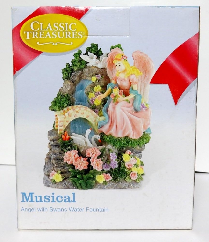 MUSICAL ANGEL W/ SWANS TABLETOP FOUNTAIN/ SWAN LAKE