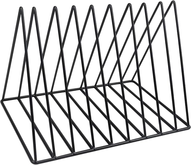 Triangle Desktop Magazine Storage Rack, 9 Slots Metal Record Storage Holder Stand Rack, Vinyl Record Rack Freestanding, Document File Stand, Multifunctional Desk Organizer Book Shelf Magazine Rack