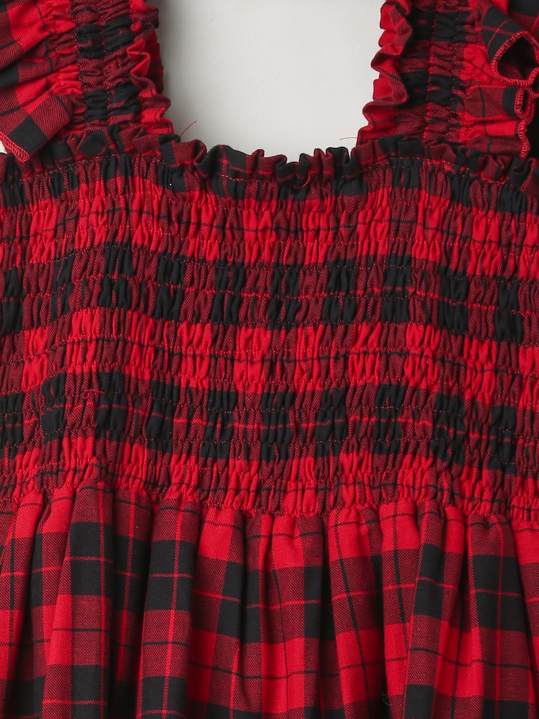 ZIP ZAP ZOOP Red Black Checks Smocked Sleeveless Dress Girls Frock Summer Clothing | 4-5 Years 1