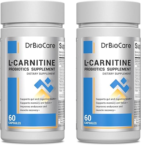 DrBioCare Suplemento de probióticos de L-carnitina, contiene L-carnitina, probióticos, café verde en polvo, extracto de yerha mate, extracto de