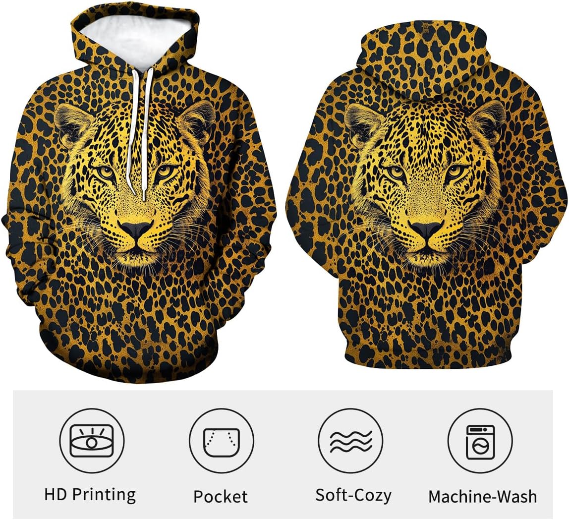 Novelty Long Sleeve Hoodie Funny Fashion Leopard Print Sweatshirts - Image 4