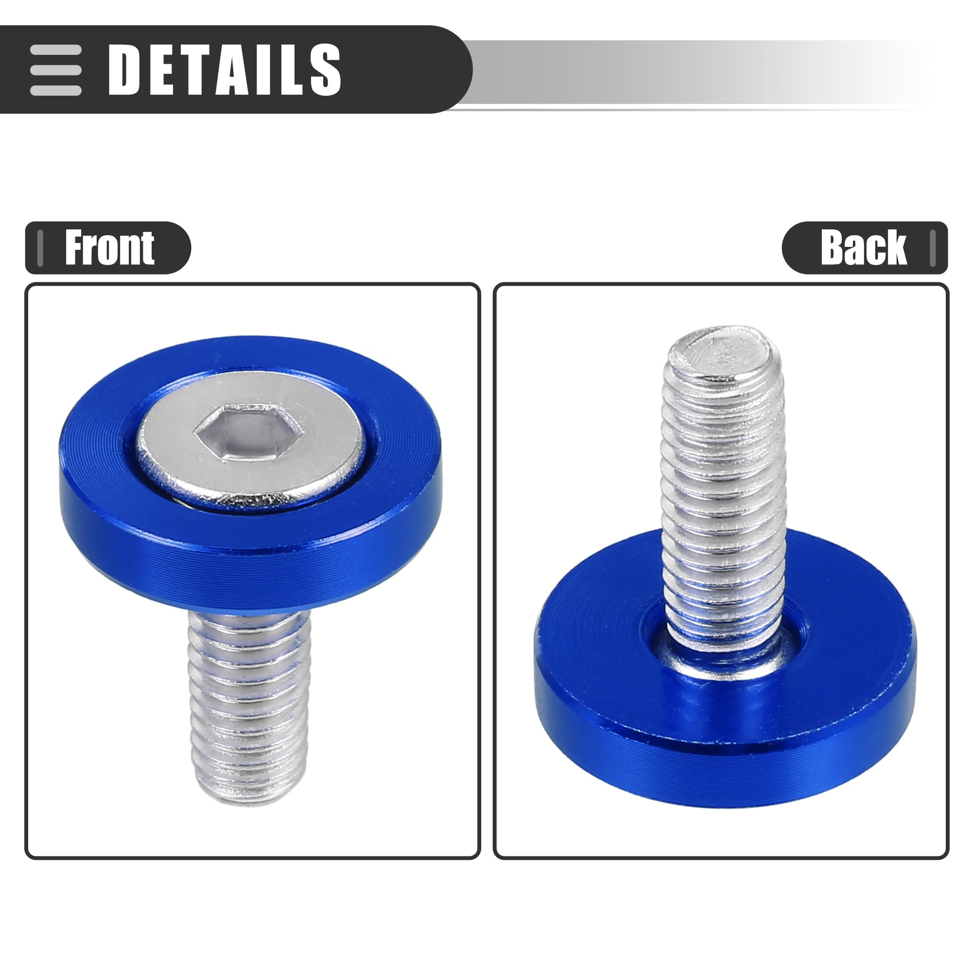 Motoforti Rondelle di Finitura Universali a Testa Svasata per Parafanghi, paraurti, Kit di Fissaggio per Motociclette, M6, Lega di Alluminio, Blu, 6 pezzi