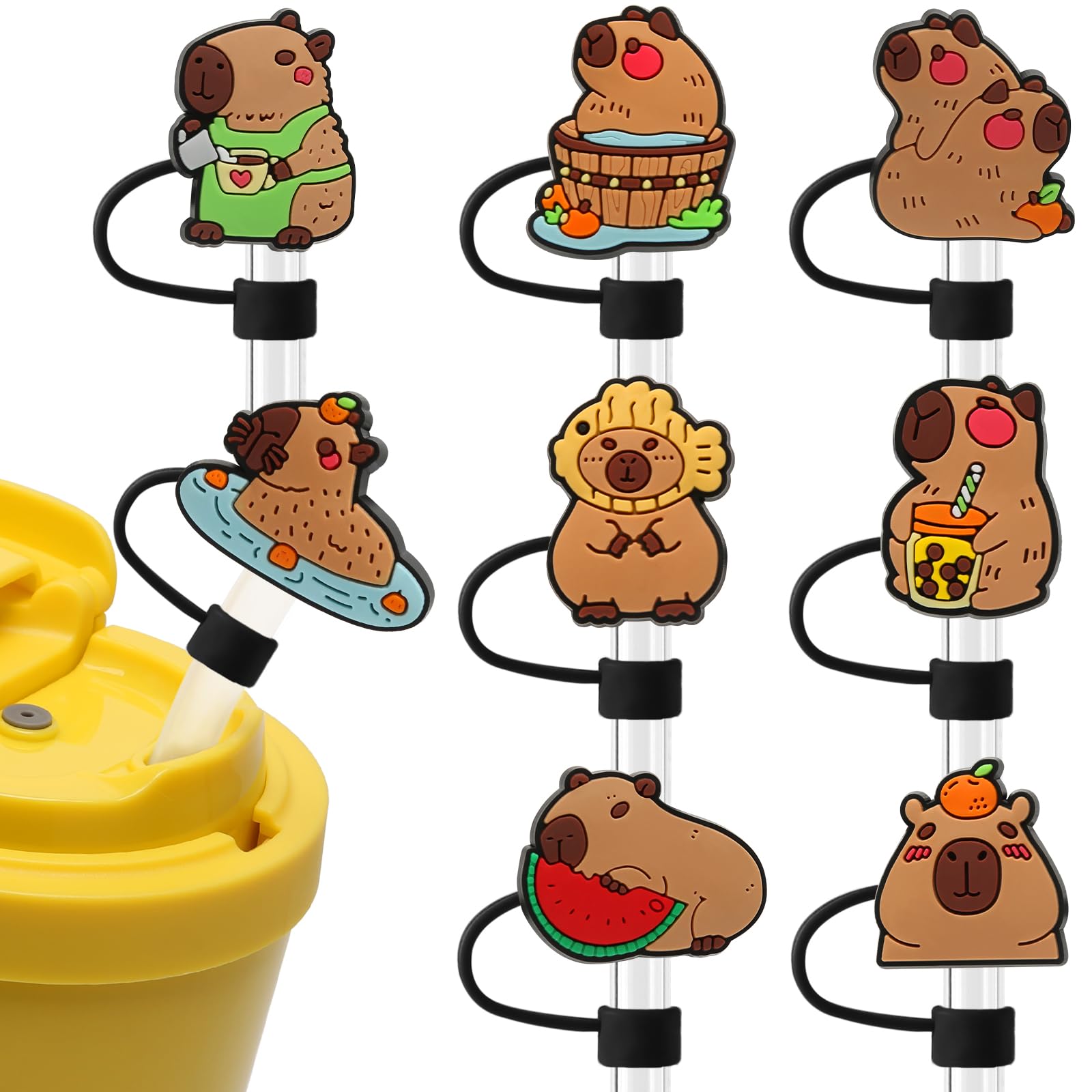 Lot De 8 Couvercles De Paille En Silicone De 1 Cm Pour