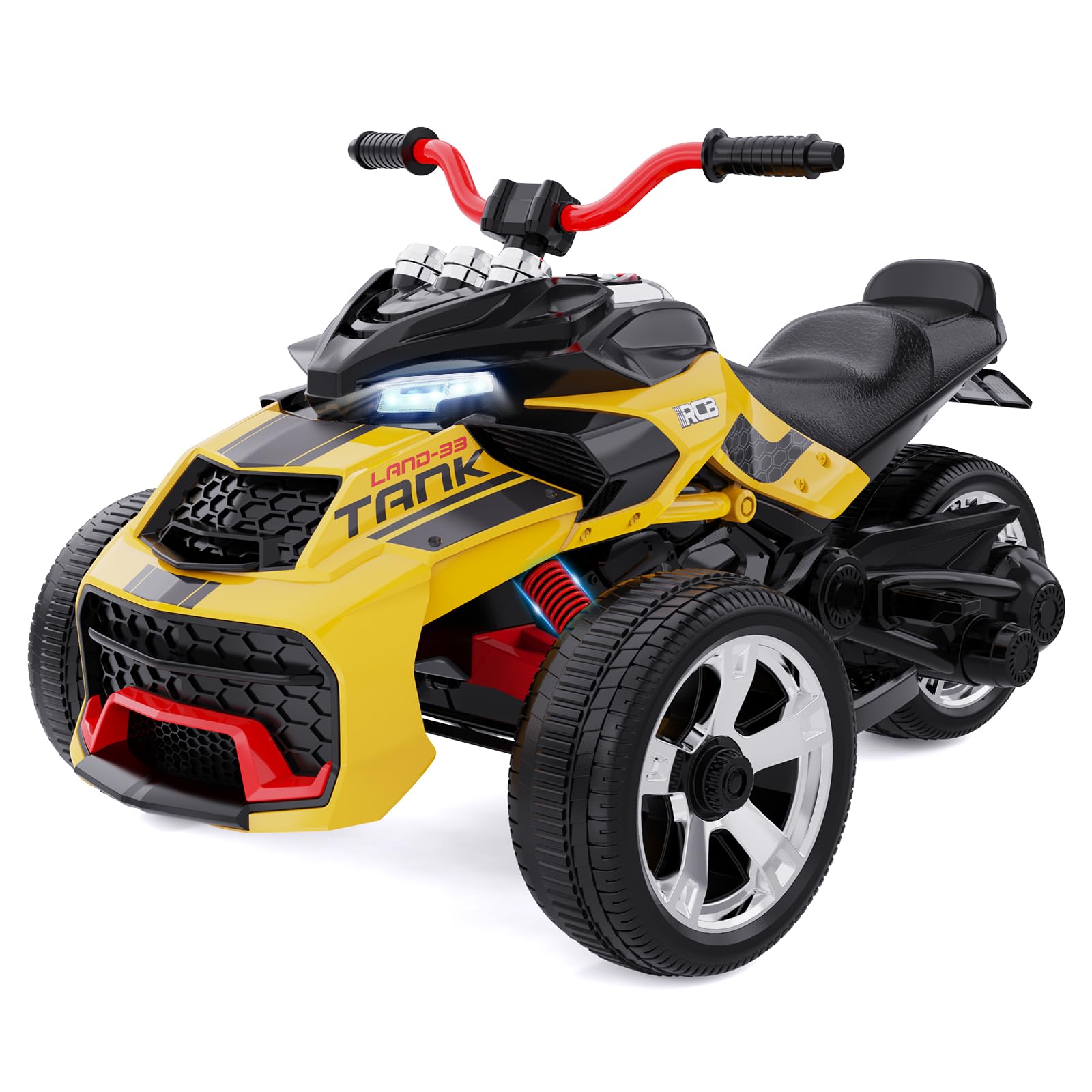 RCB 12V Kids Electric Motorbike, 2 Motors & 12" Inch electric dirt bike 3/8 km/h Speed Modes, Multi-Music, USB Port, Best Ride On Motorcycle Car for 3-8 Kids