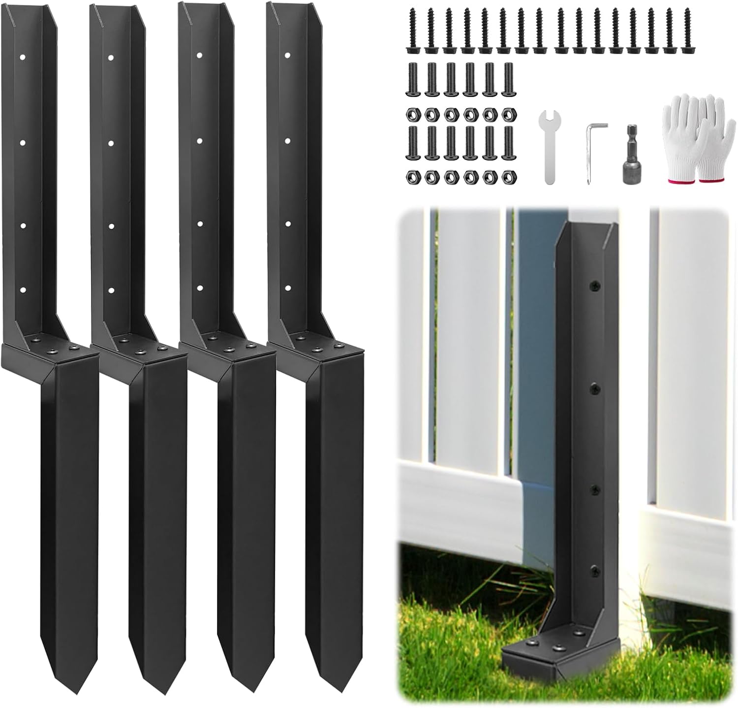 Kit riparazione pali in legno per recinzioni A AIKOOL 4 pezzi