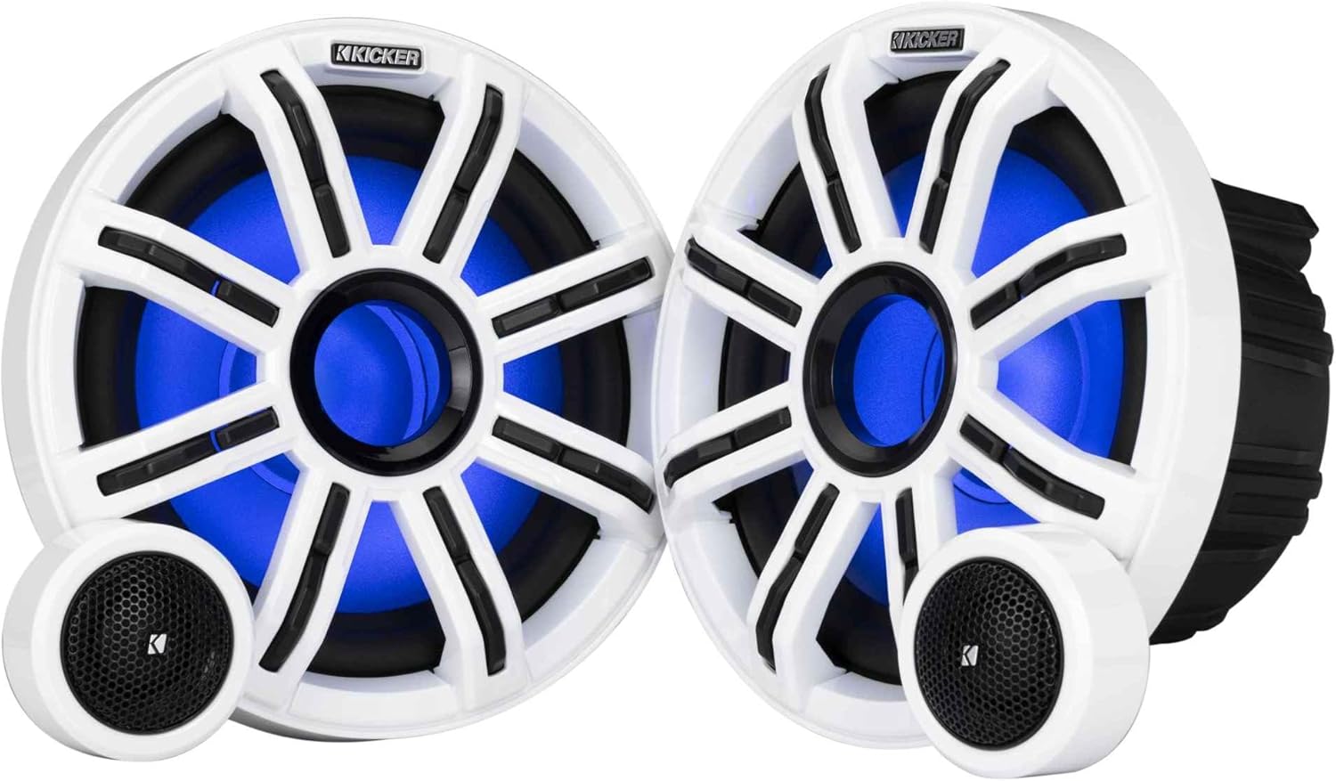 KICKER Marine 51MSS8 Premium 8" Components & 51MWLE104 10" Loaded Enclosure, LED Marine Audio Upgrade