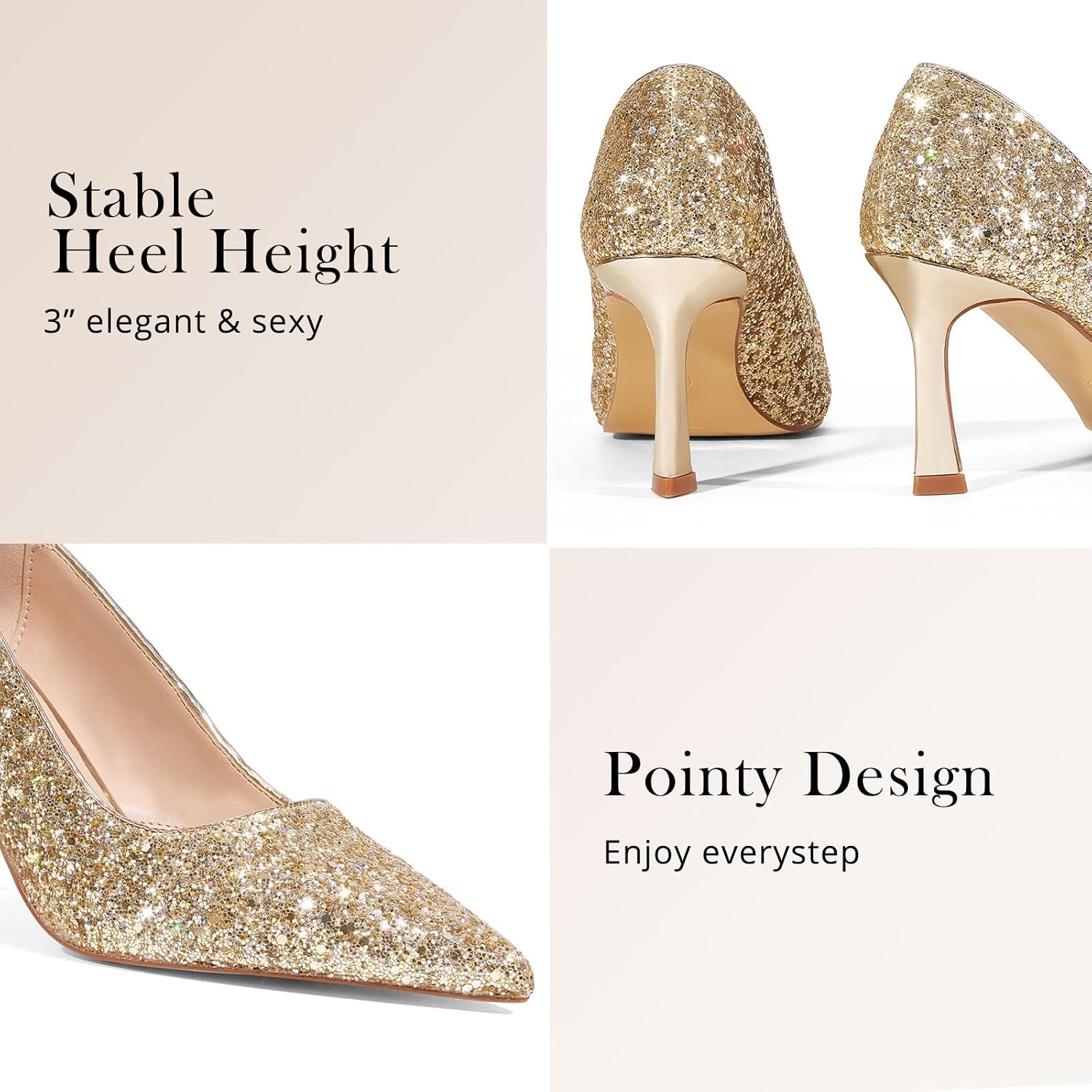 GENSHUO High Heels Pumps for Women Closed Toe Stillettos Heel Sexy Pointy Party Prom Dress Pump Shoes