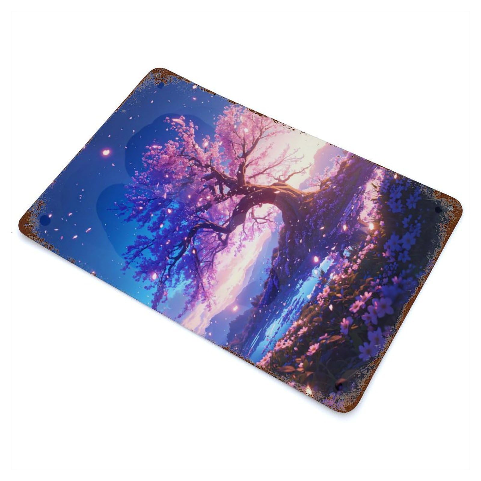 Blossoming Valley Decorative Tin Sign 11.8"x7.9", Retro Wall Decor for Living Room, Hallway And Home Decor