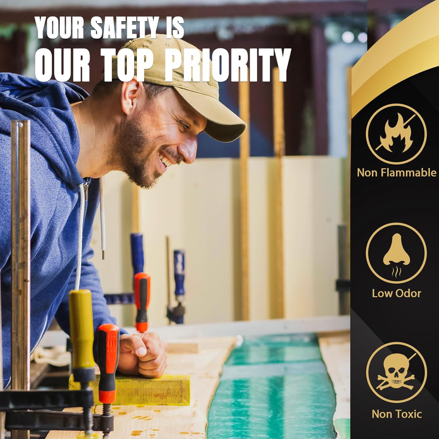 Teexpert Deep Pour Epoxy Resin 3 Gallon Kit – 2:1 Weight Ratio, Up to 4-Inch Pour Depth, Crystal Clear & High Gloss Self-Leveling, Yellowing Resistant, Ideal for River Tables & Wood Projects