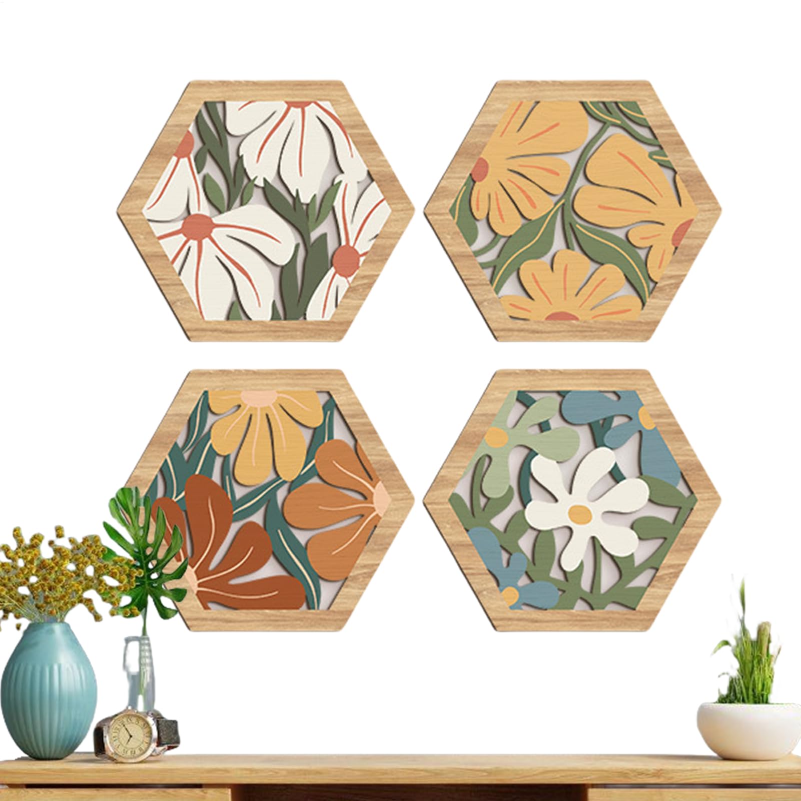 Décor mural en bois géométrique pour une entrée chic - 8