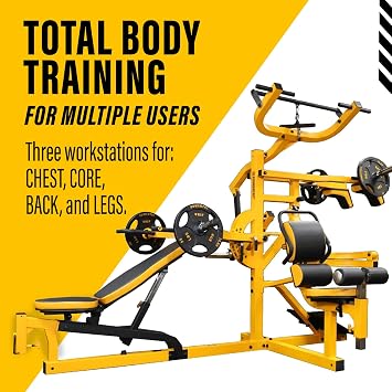 Powertec Fitness Workout Bench Multiystem for Chest, Arms, Legs, 120.1 x 73.3 x 80.5 Inches - Adjustable, Multi-User Weight Machines with Isolateral Arms - Premium at Home Gym Equipment