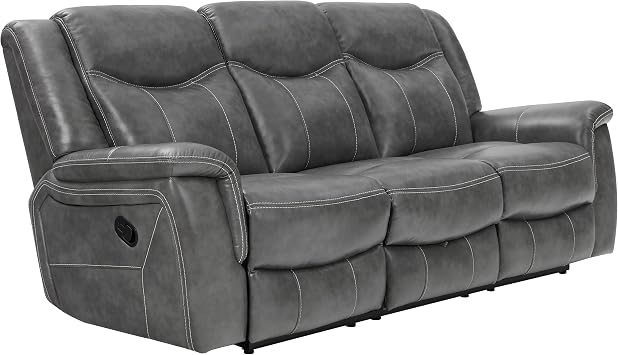 Coaster Home Furnishings - Conrad - Fabric - Upholstered Motion Reclining Sofa with Power Outlet, Padded Headrests and Wall Hugger Design - Living Room - Grey - 650354