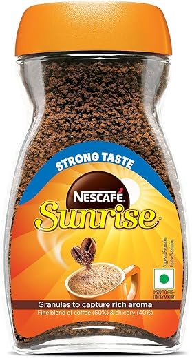 Sunrise Instant Coffee Powder by Nescafe | Rich Aroma for the perfect start to your day | Coffee Chicory-Mix | 90g Jar