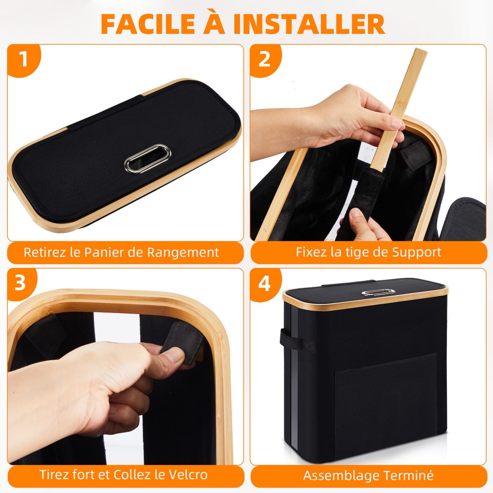 OUSFOT Rangement Papier Toilette, 32L Boite Range Papier Toilette Panier Papier Bambou Peut Contenir 12 Rouleaux de Convient aux Toilettes et aux Douches