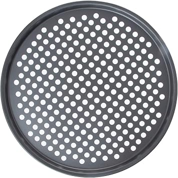 KitchenCraft Perforated Pizza Pan/Crisper, Carbon Steel, 33 cm