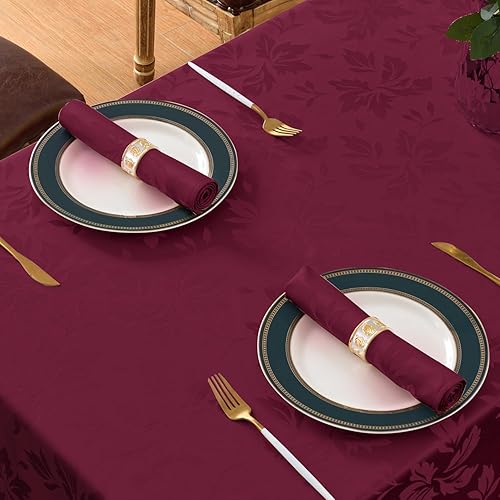 Miniatura 5 de Romanstile Mantel rectangular de jacquard, elegante mantel impermeable con patrón floral de damasco, fundas decorativas de gran peso para cenas,