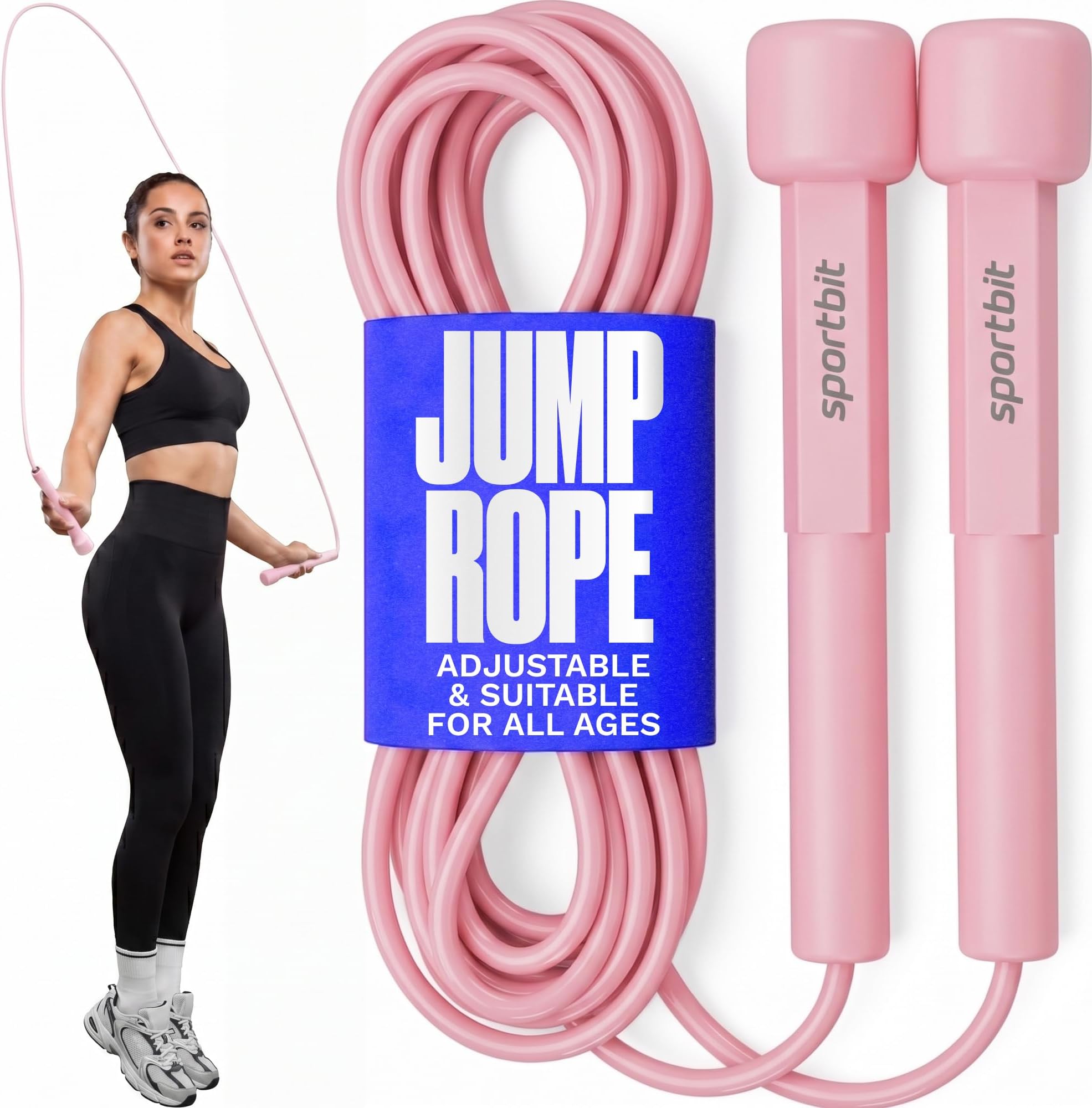 SPORTBIT Adjustable Jump Rope for Fitness and Exercise โ Skipping Rope for Cardio, Boxing, and Weight Loss โ Speed Rope perfect for Men & Women