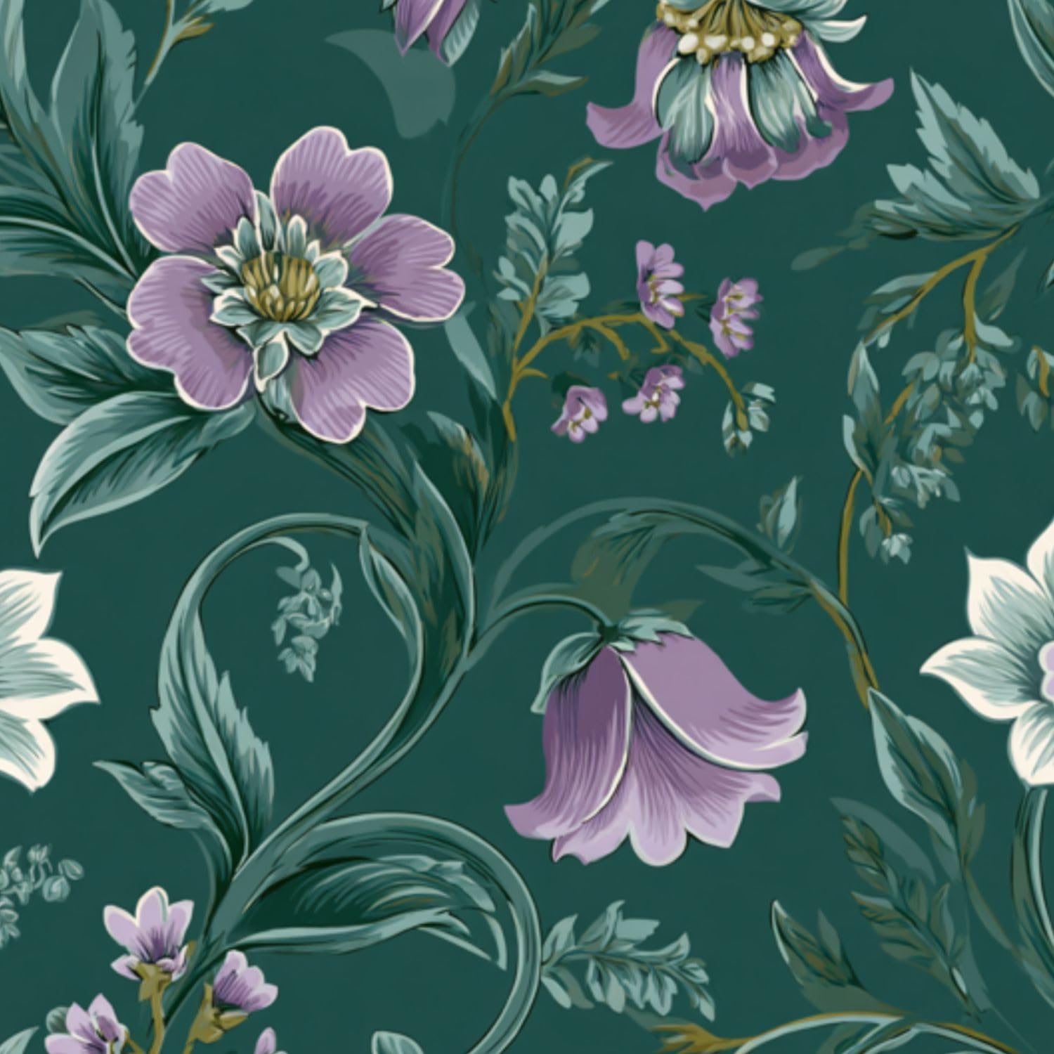 Deruinvaio Multi10 Self Adhesive Feature Removable Decorative Wildflower Vine Soft Floral Peel And Stick Vinyl Wallpaper Roll, Sticky Lining Paper For Bedroom, Living Room, Kitchen Walls