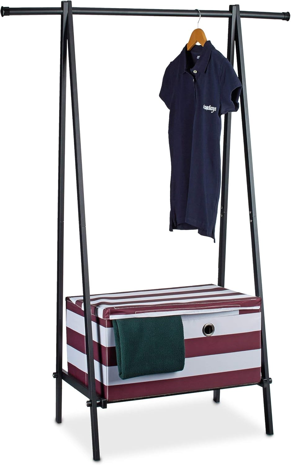 Relaxdays Kleiderständer Metall - 5 Ablagen, 150 Cm Hoch, Schwarz