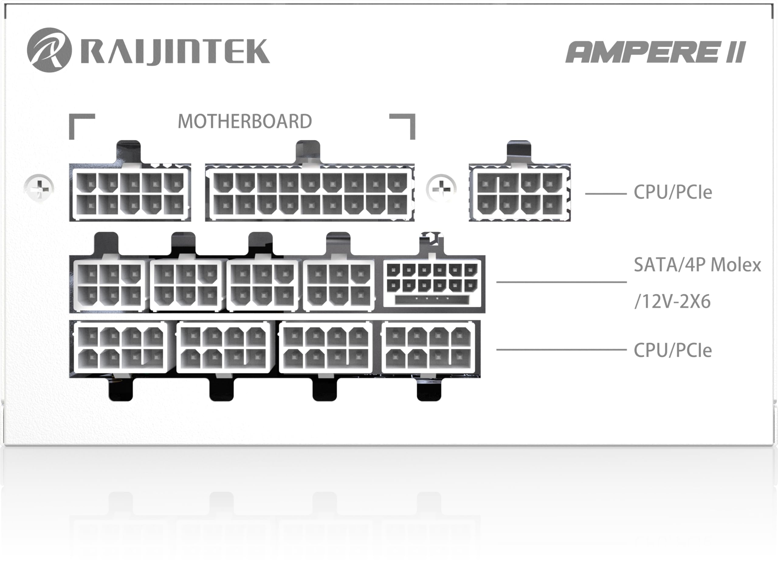 RAIJINTEK Zasilacz sieciowy Ampere II 1000 W, platyna 80 Plus, ATX 3.1, w pełni modułowy, złącze PCIe 5.1 12 V-2 x 6, kompaktowa konstrukcja, biały