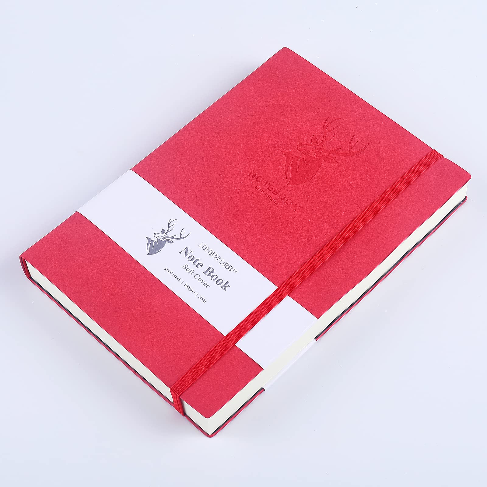 Super Thick Business Notebook A5 Buckle Sheepskin Notepad(Deer Head Design) PU Leather Softcover Notepad，Journal, Diary Gift (Soft Cover Red)