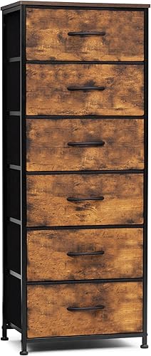 Crestlive Products Torre de almacenamiento vertical para aparador, marco de acero resistente, parte superior de madera, cubos de tela fáciles de