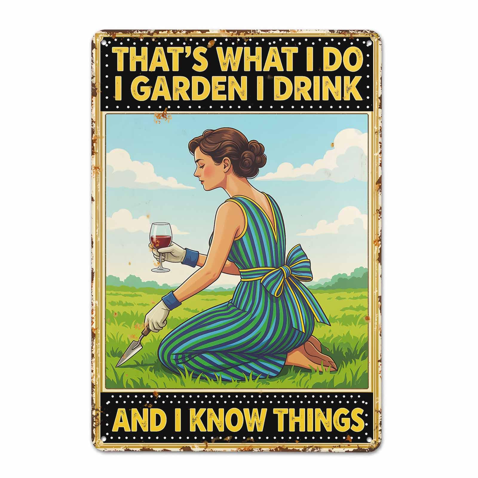 Gsrony Boys Type08 I Garden I Drink Gardening Lady Vintage Metal Tin Sign 8X12,Waterproof