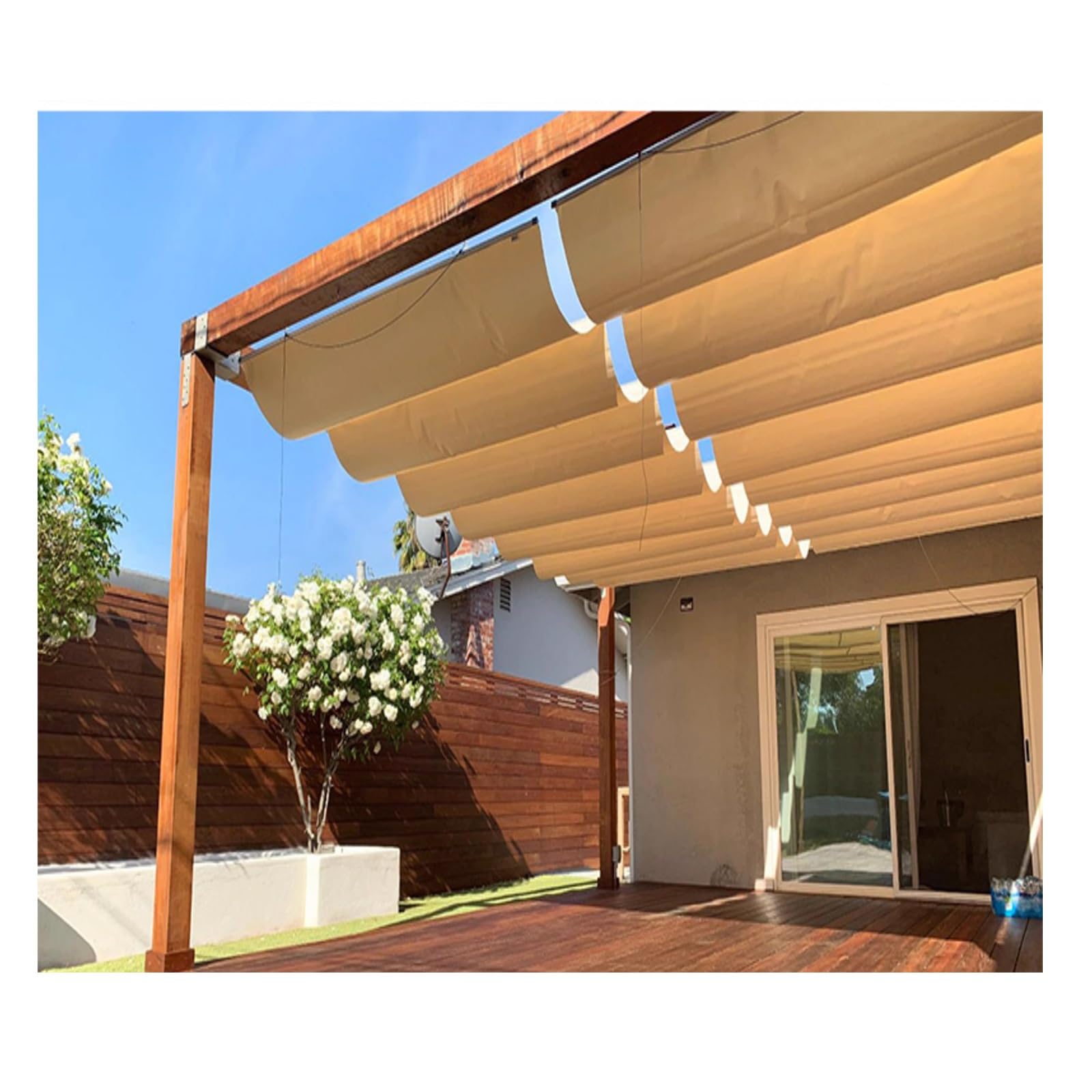 Voile d'ombrage rétractable pour pergola et vagues protection solaire sur mesure